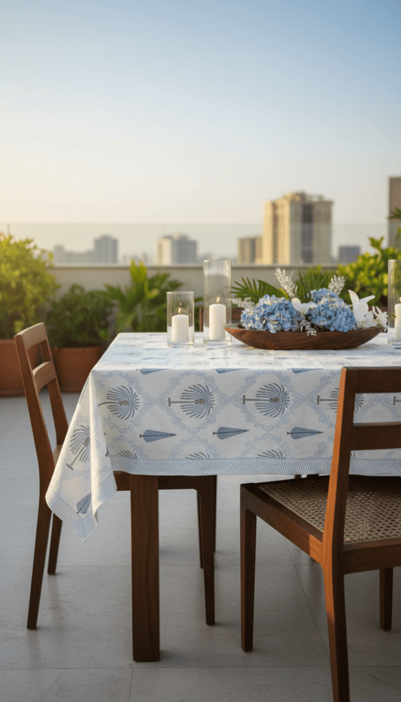 Blue Mirage Palm Table Cover