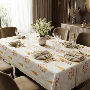 Golden Petal Trellis Table Cover