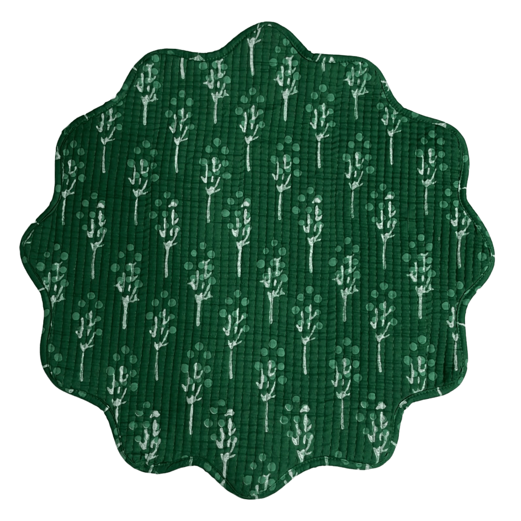 Emerald Reversible Cotton Quilted Placemats – 2 Designs in 1