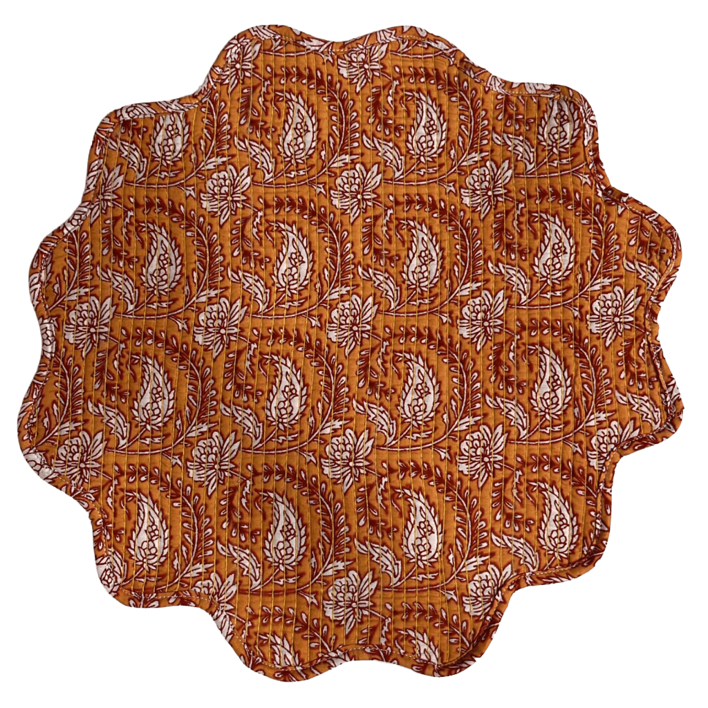 Saffron Reversible Cotton Quilted Placemats – 2 Designs in 1